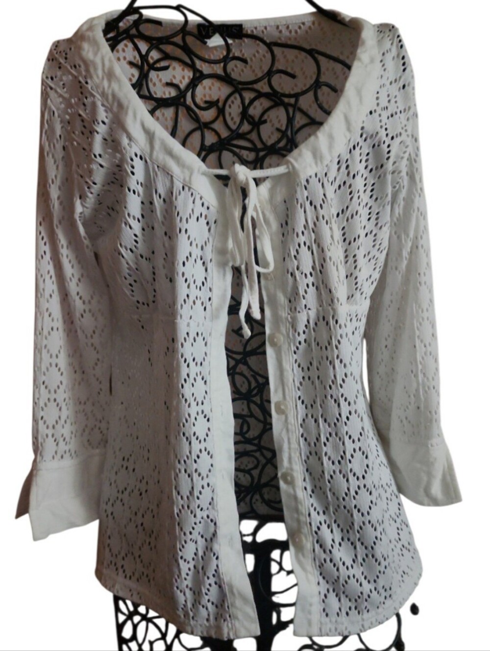 VENUS White Eyelet Tie-Front Blouse/coverup